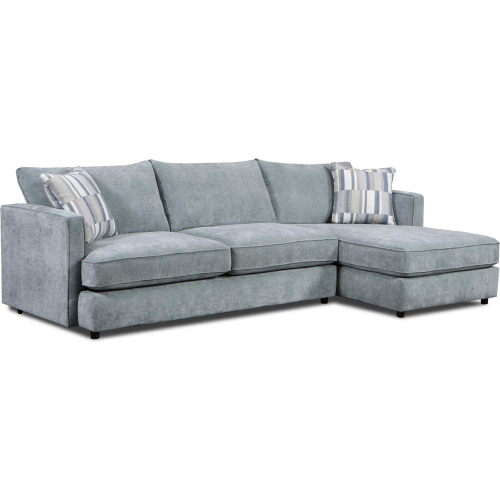 Finley Sectional Sofa w/ Right Facing Chaise in Spa Blue Chenille